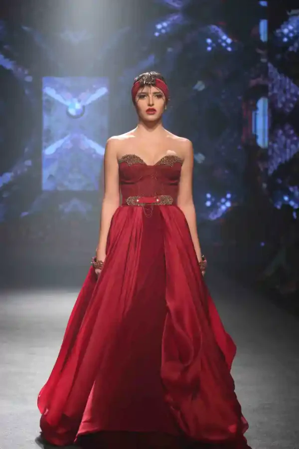 Shantanu & Nikhil Red Sweetheart Gown - Image 2