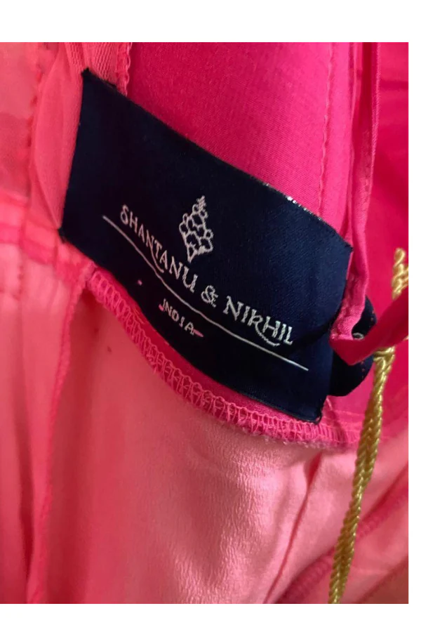 Shantanu & Nikhil Rose Pink Gown with Saree Drape - Image 5
