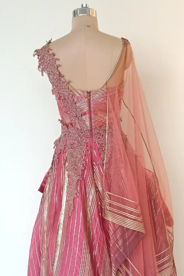 Shanthanu and Nikhil pink layered gown - Image 4
