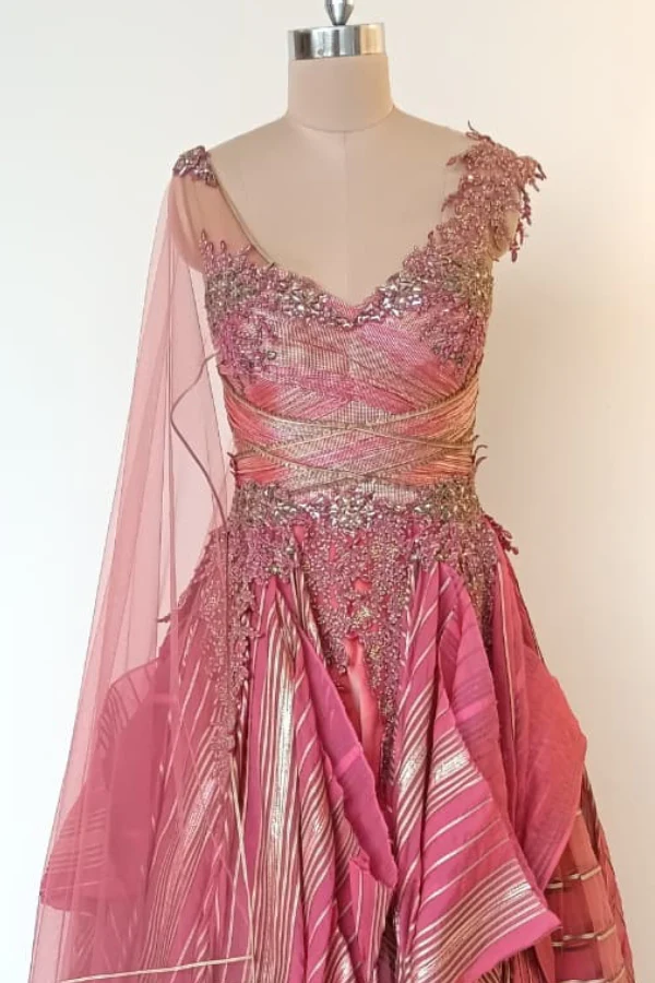 Shanthanu and Nikhil pink layered gown - Image 6