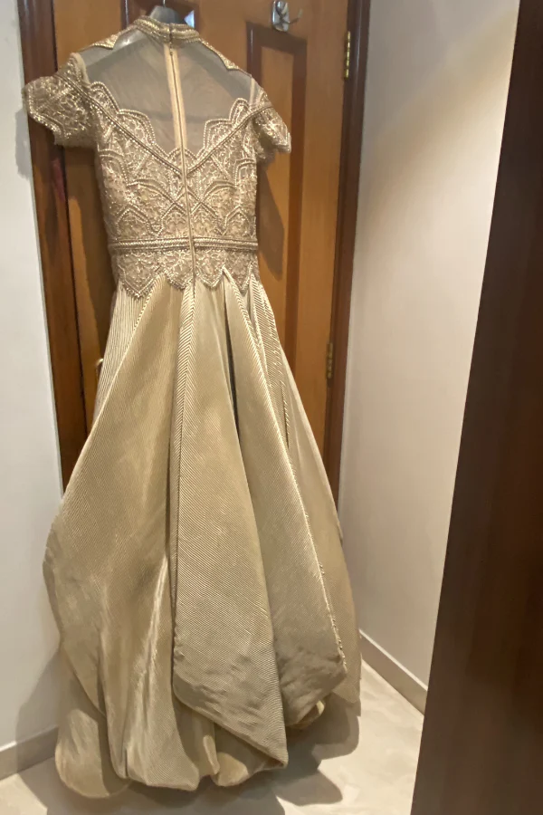 SHANTNU & NIKHIL Pleated Embroidered Draped Gown - Image 4