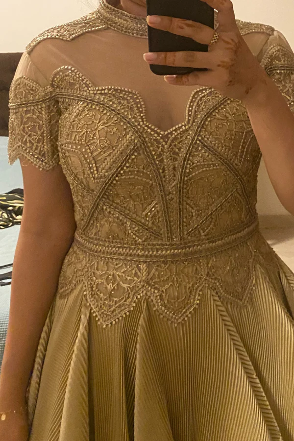 SHANTNU & NIKHIL Pleated Embroidered Draped Gown - Image 5