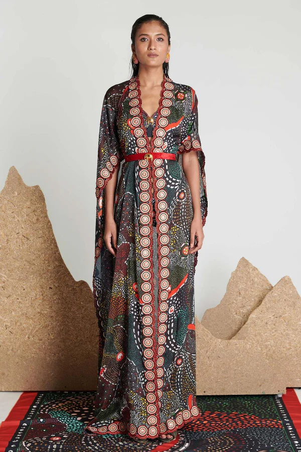 SHIVAN & NARRESH Green Printed Robe - Image 2