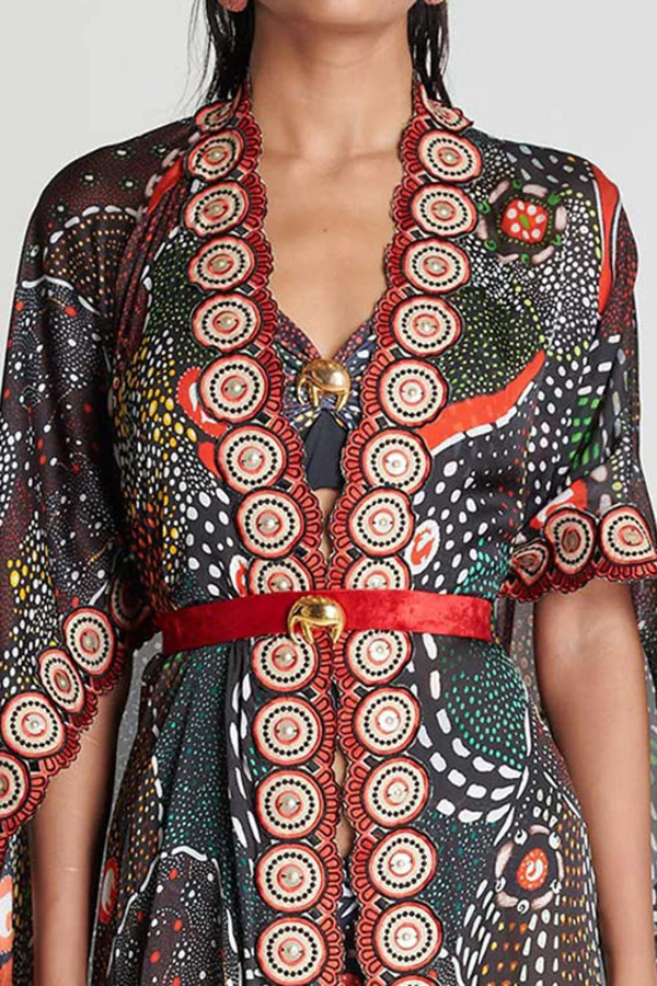 SHIVAN & NARRESH Green Printed Robe - Image 3