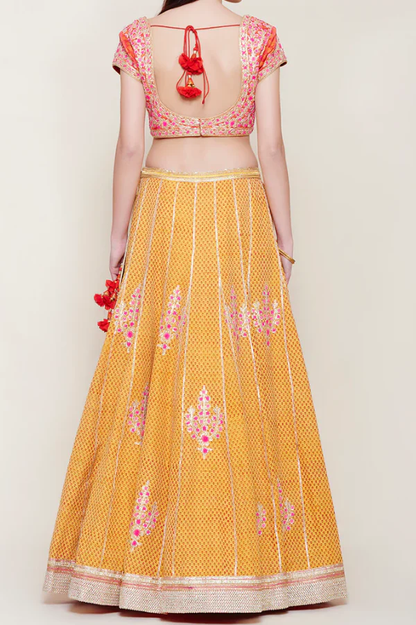 Shyam Narayan Prasad Block Printed Lehenga Set - Image 2