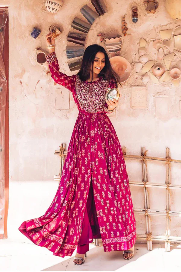 Shyam Narayan Prasad Violet Anarkali set