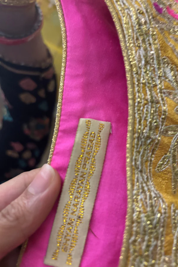 Shyam Narayan Prasad embroidered Yellow lehenga - Image 6