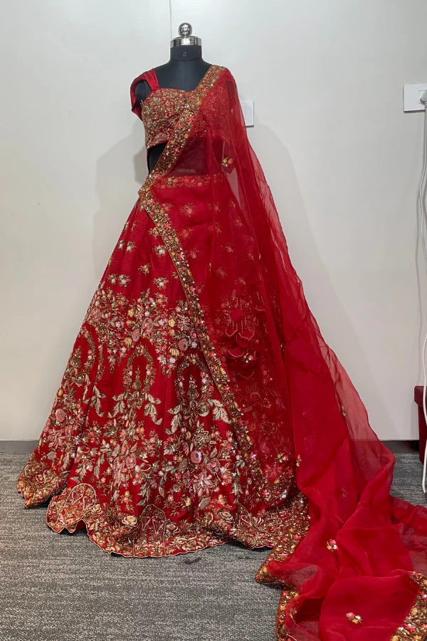 Shyamal and Bhumika Red Lehenga - Image 4