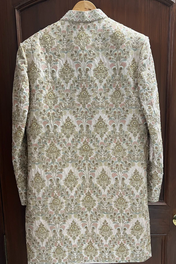 Shyamal & bhumika ivory embroidered sherwani - Image 2