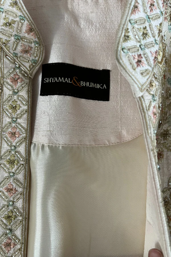 Shyamal & bhumika ivory embroidered sherwani - Image 6