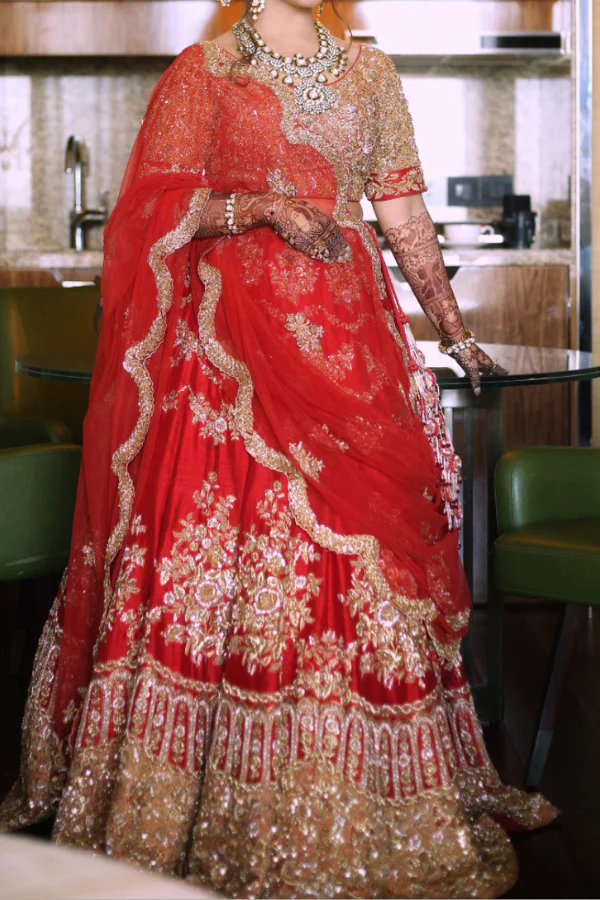 Shyamal & Bhumika Red Embroidered Bridal Lehenga Set - Image 2