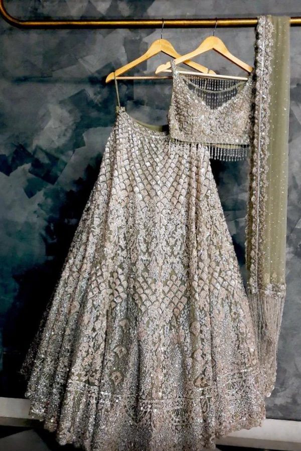 Silver embellished lehenga