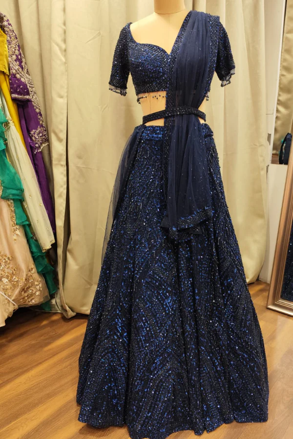 Starlight Blue Embroidered lehenga set - Image 2