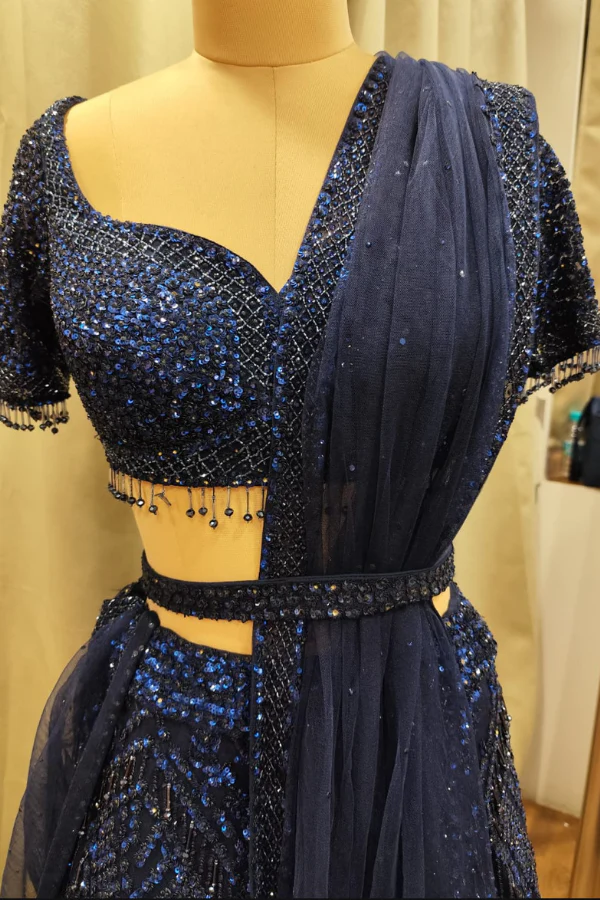 Starlight Blue Embroidered lehenga set - Image 3