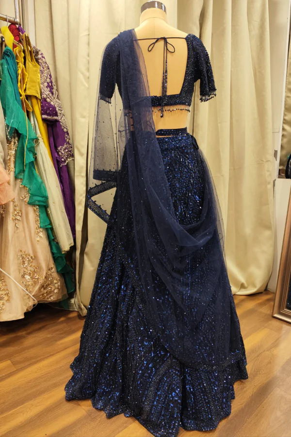 Starlight Blue Embroidered lehenga set - Image 4