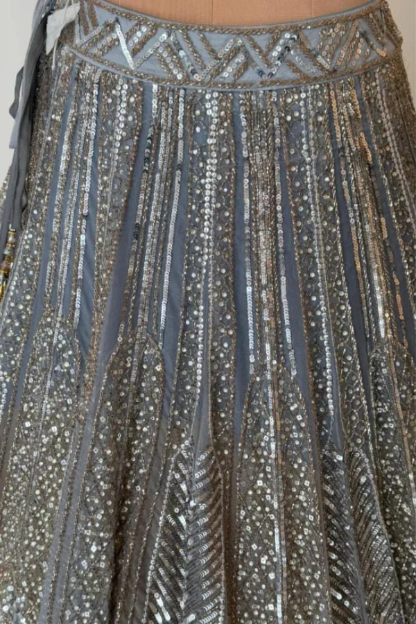 Steel grey sequins lehenga set - Image 6