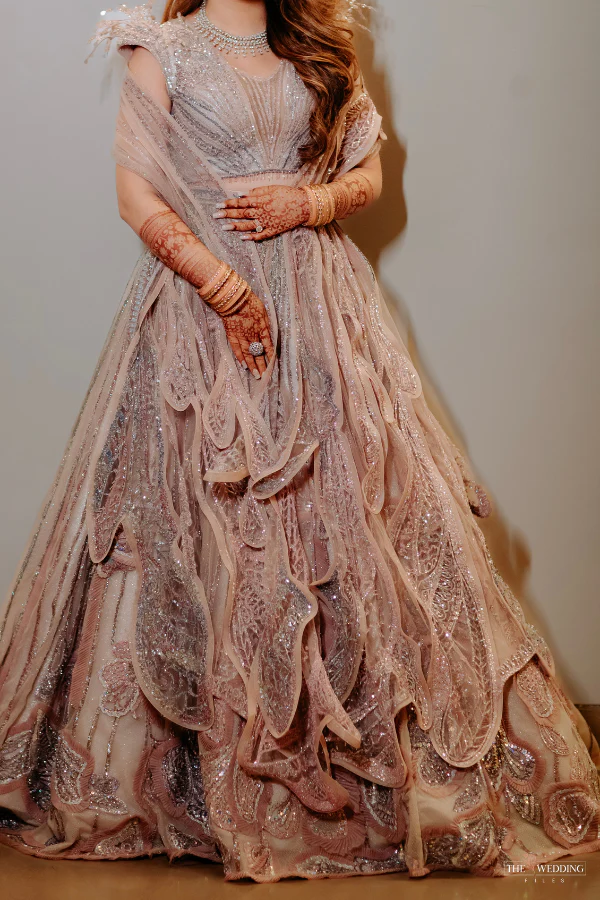 Sulakshana Monga peach embellished Lehenga