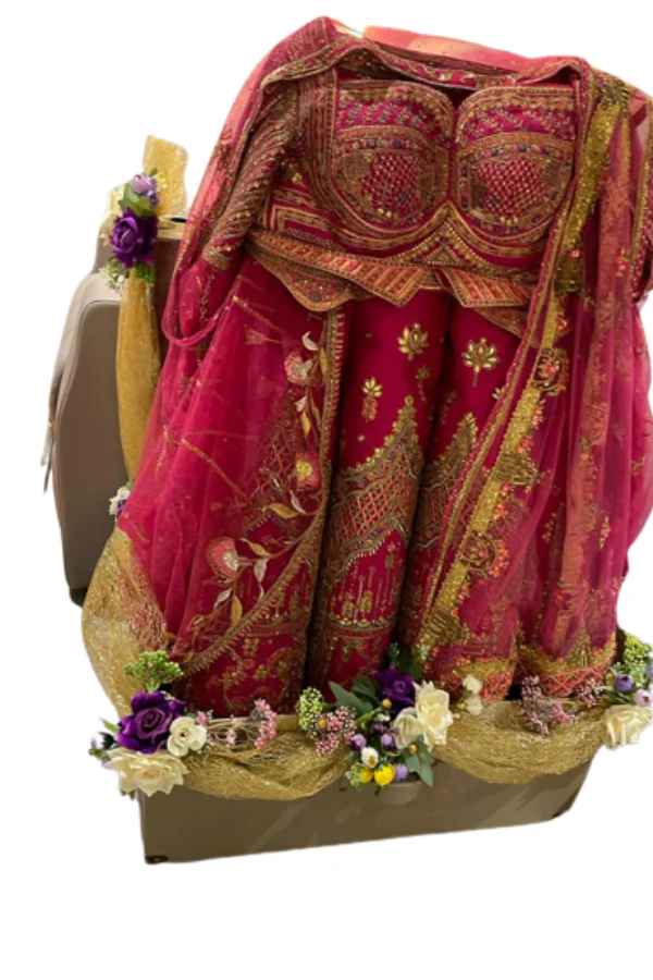 SULAKSHANA MONGA Red bridal kalidar lehenga set - Image 7