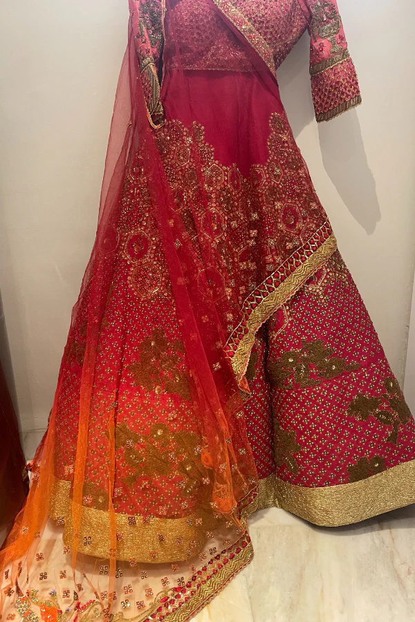 sulakshana monga red embroidered lehenga - Image 3