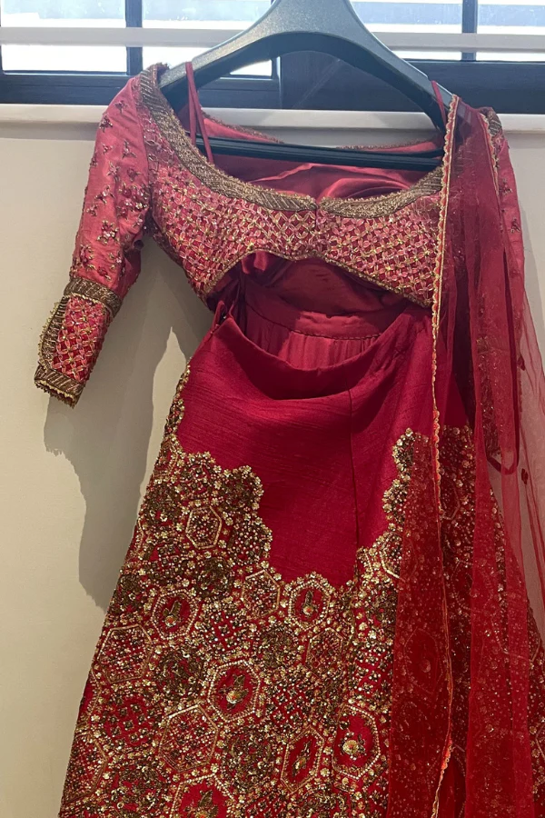 sulakshana monga red embroidered lehenga - Image 5
