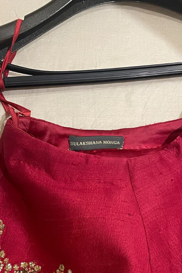 sulakshana monga red embroidered lehenga - Image 8