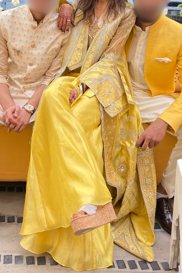 Sulakshana Monga yellow embroidered cape set - Image 2