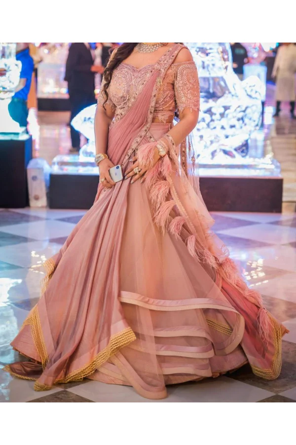 Sulakshana monga peach Lehenga set