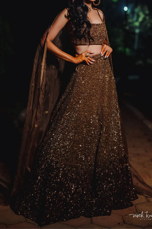 Sunaina Khera Gold Sequin Lehenga - Image 2