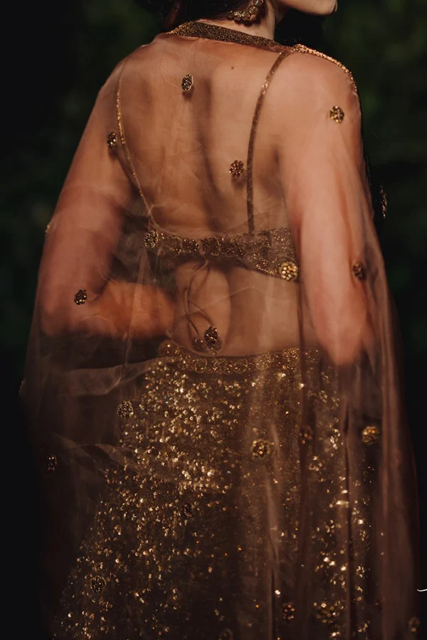 Sunaina Khera Gold Sequin Lehenga - Image 3