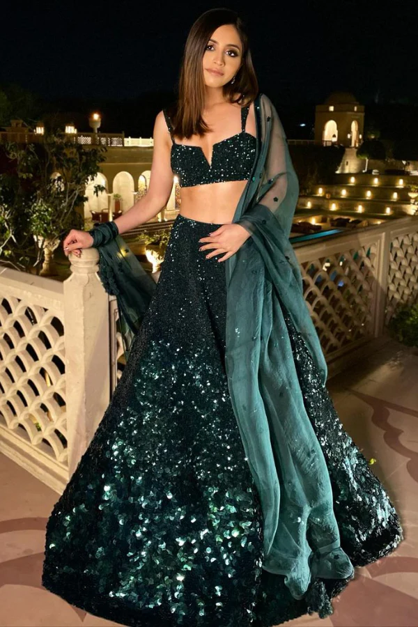 Sunaina khera green SEQUIN LEHENGA