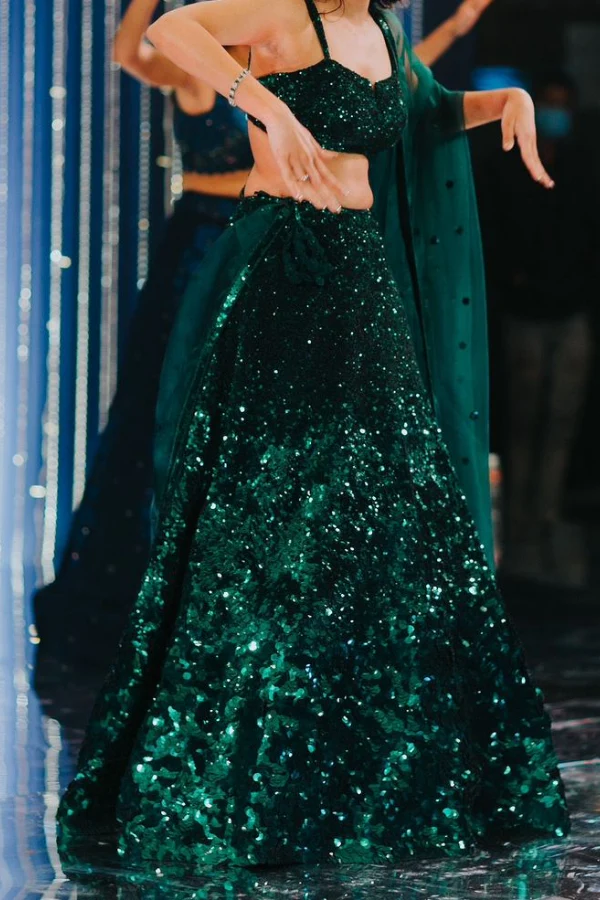 Sunaina khera green SEQUIN LEHENGA - Image 3