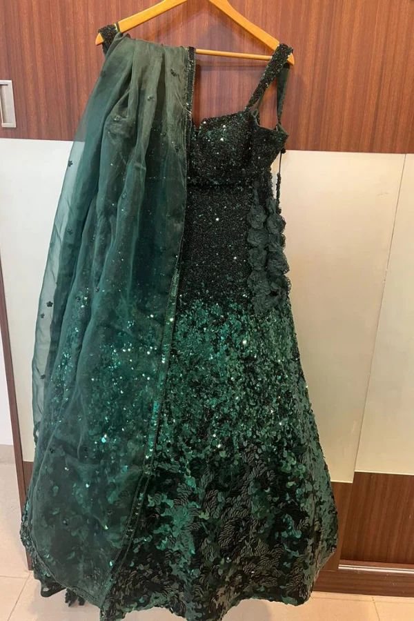 Sunaina khera green SEQUIN LEHENGA - Image 5