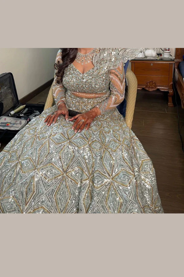 Suneet Varma Embellished Geometric Lehenga Set - Image 4