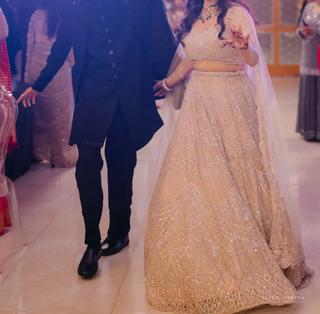 Surabhi Chopra Gold Sequin Embroidered Lehenga Set - Image 3