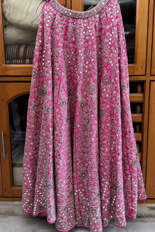 Surabhi Chopra Mirror work pink lehenga set - Image 3