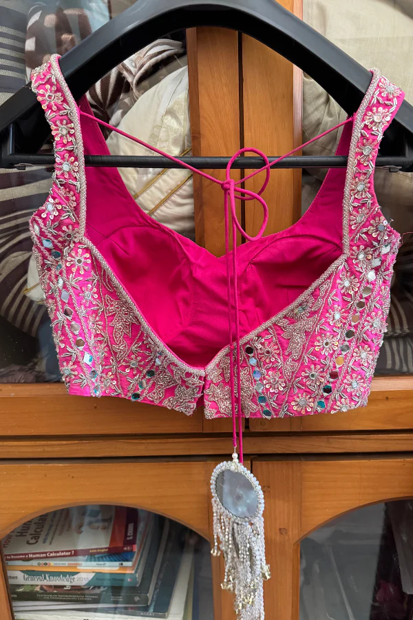 Surabhi Chopra Mirror work pink lehenga set - Image 5