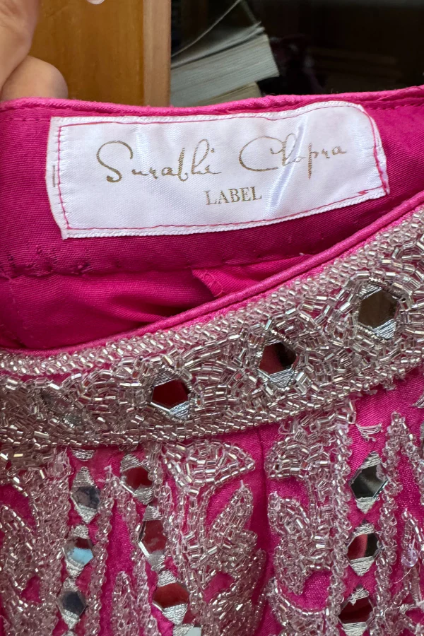 Surabhi Chopra Mirror work pink lehenga set - Image 7