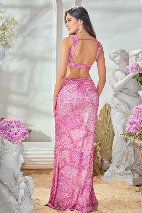 Surabhi Chopra Pink Drape Skirt Set - Image 4