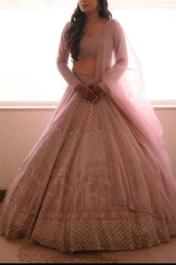 Surabhi Chopra Pink embellished lehenga set - Image 3