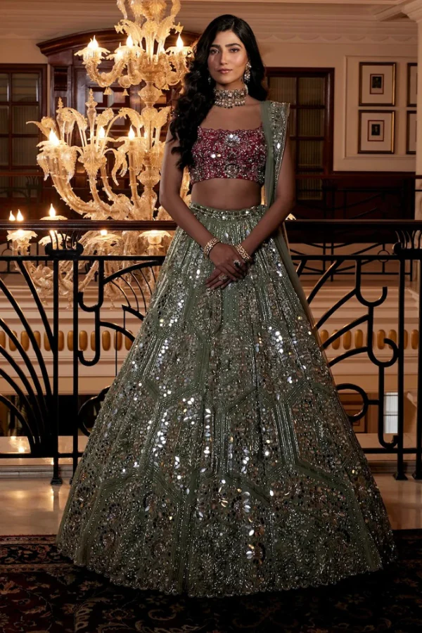 Surabhi Chopra Pink & Green lehenga - Image 2