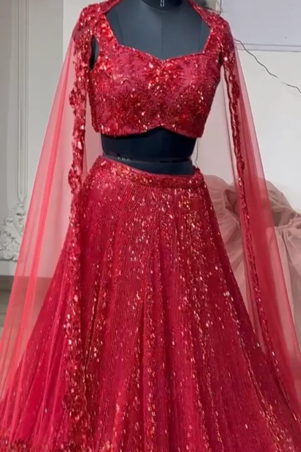 Surabhi chopra red embroidered lehenga set - Image 2