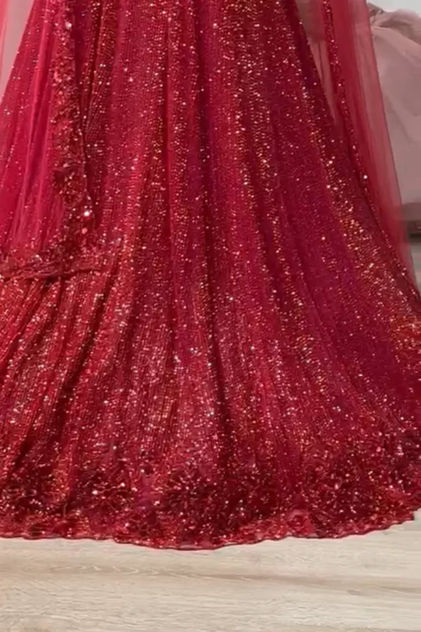 Surabhi chopra red embroidered lehenga set - Image 3