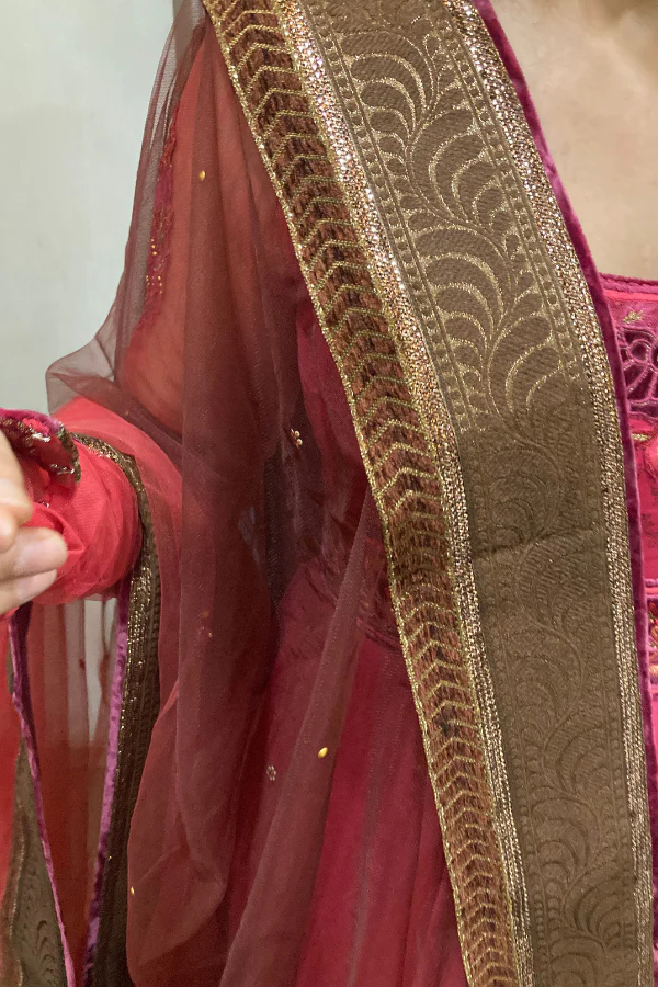 Tarun Tahilani fuchsia anarkali set - Image 5