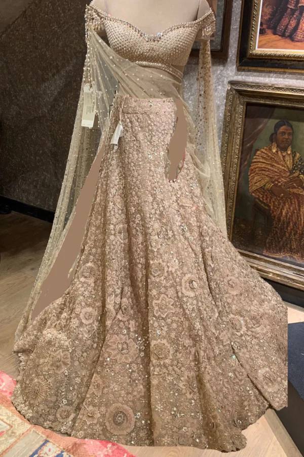 Tarun Tahiliani beige embroidered floral lehenga