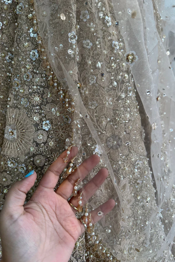 Tarun Tahiliani beige embroidered floral lehenga - Image 5