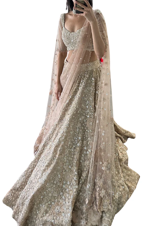 Tarun Tahiliani beige embroidered floral lehenga - Image 7