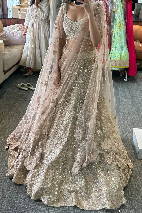 Tarun Tahiliani beige embroidered floral lehenga - Image 8