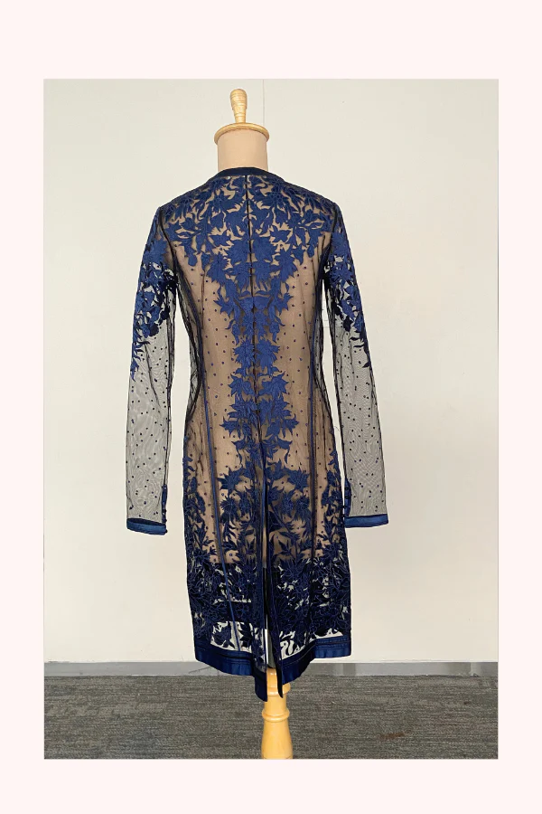 Tarun Tahiliani Blue Sheer Embroidered Jacket - Image 2