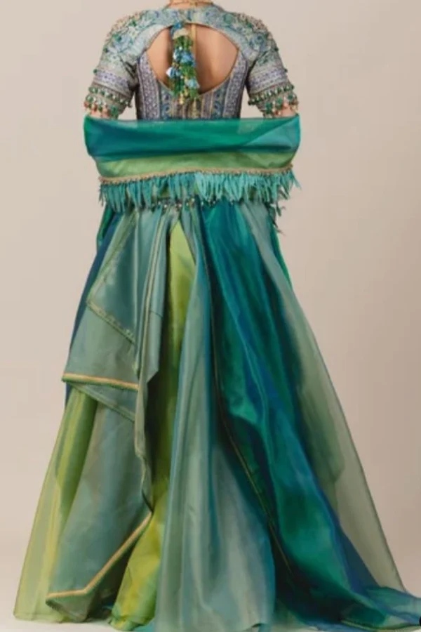 Tarun Tahiliani Green Organza Lehenga set - Image 2