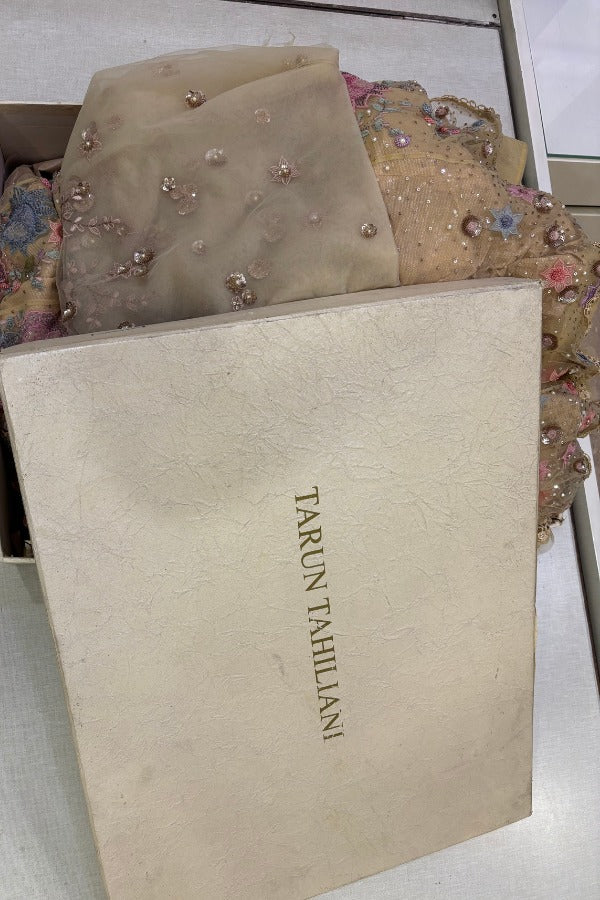 Tarun Tahiliani Pastel Floral Embroidered Net Lehenga Set - Image 3